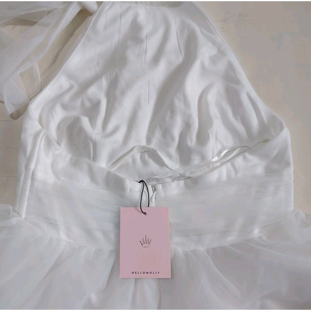 Hello Molly Halter Tulle Mini Dress Large 8 Bridal Wedding Party NWT - Picture 7 of 11
